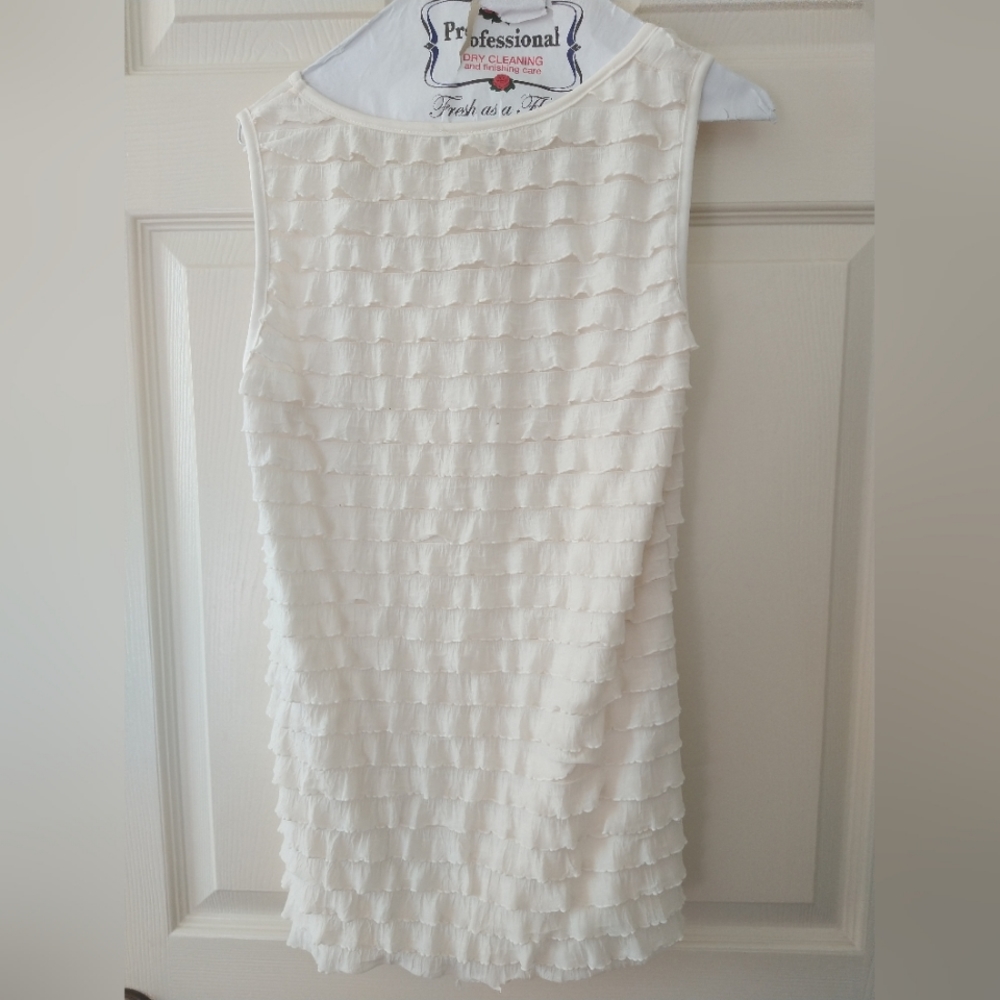 White Ruffled Tank Top